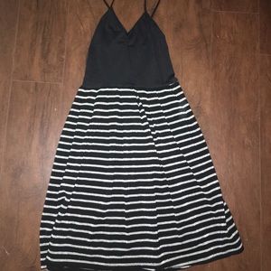 Black and Silver Striped Skater Dress